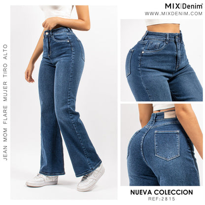 JEAN MUJER MOM FLARE TIRO ALTO 2815